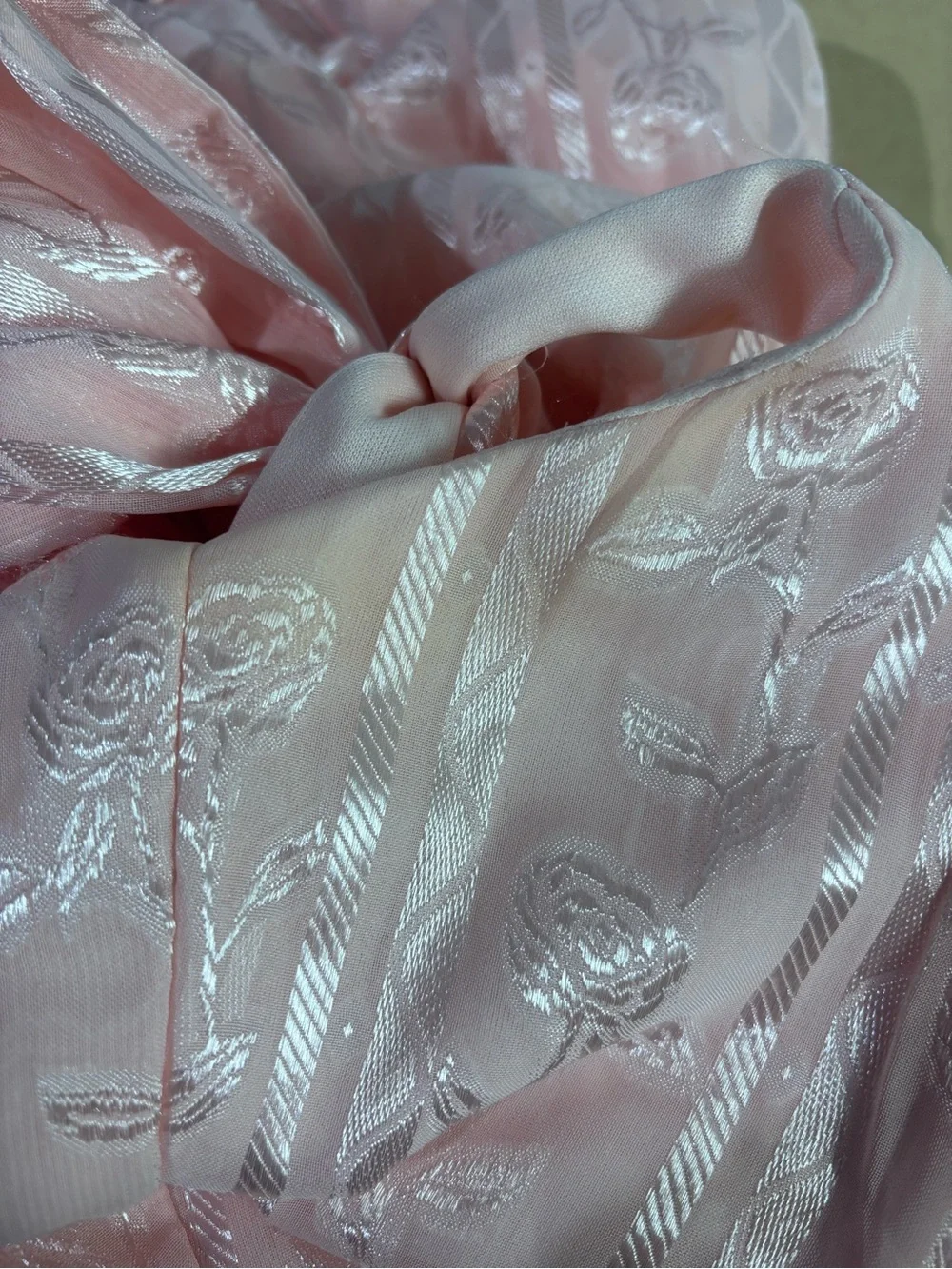 Lulus Small Picturesque Allure Blush Pink Jacquard Tie-Strap Maxi Dress Wedding - Picture 10 of 11